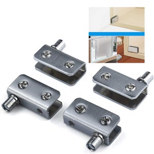 Charnières de porte en verre pour armoire vitrine – Alliage métallique – Épaisseur verre 5-8mm – Charge maximale 20 lb – Inclus vis et coussins