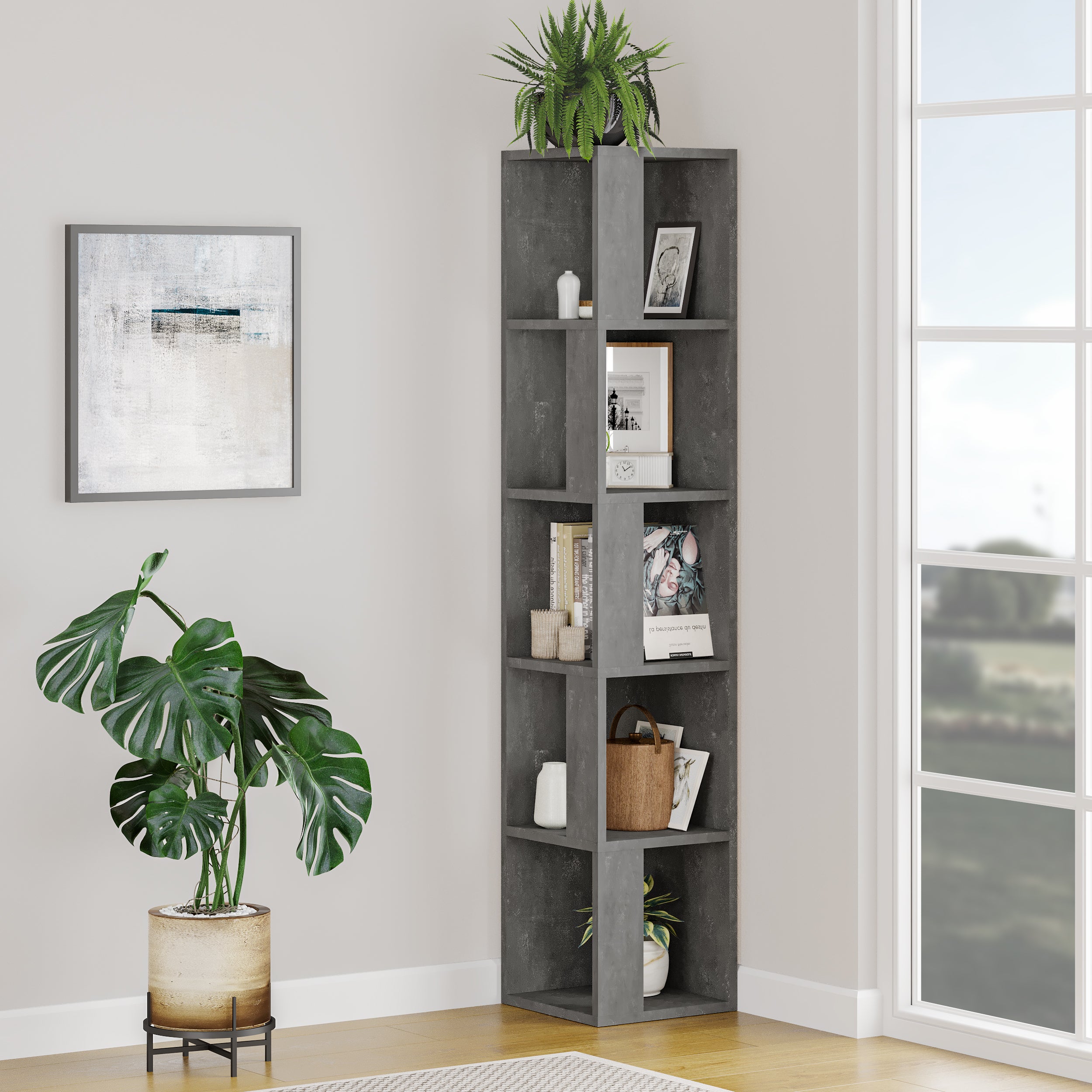 Étagère Murale D'angle 'Fire Escape' - Style Urbain échelle - 4 Plateaux - Charge Max 5 Kg Par étagère - Pour Figurines, Plantes Ou Décorations
