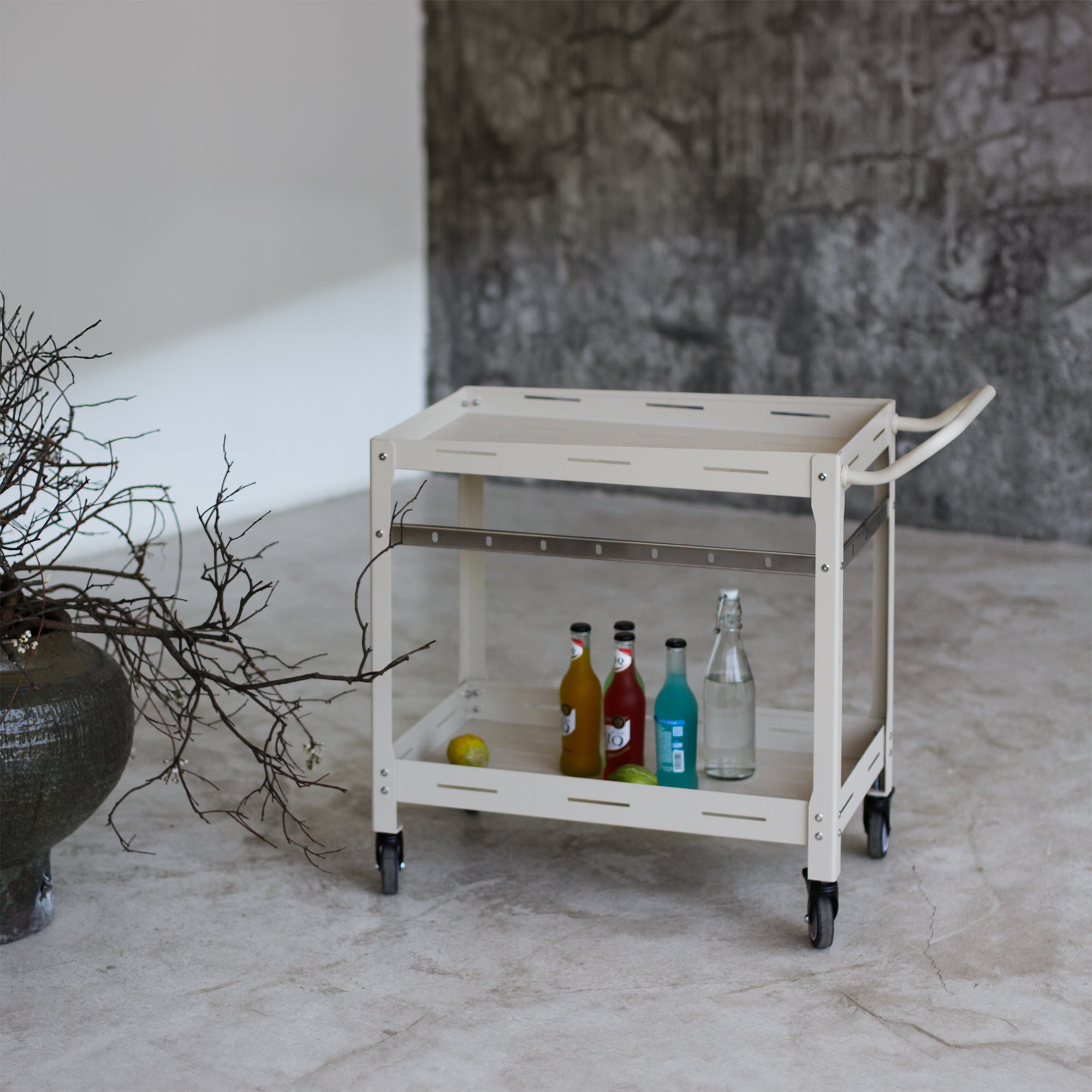 Chariot de service d'extérieur Bard acier 72 x 77 x 38 cm champagne casa.pro - 3