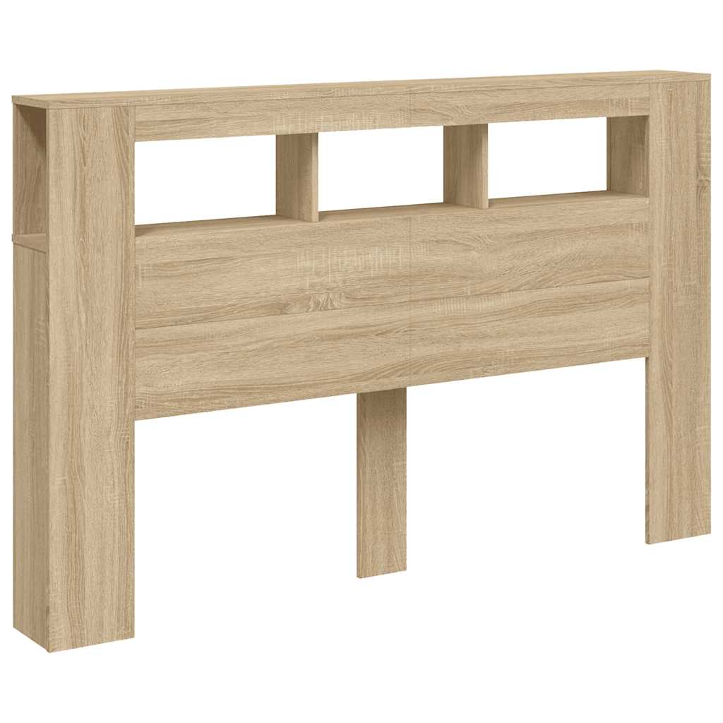 vidaXL Tête de lit à LED chêne sonoma 160x18,5x103,5cm bois ingénierie - 4