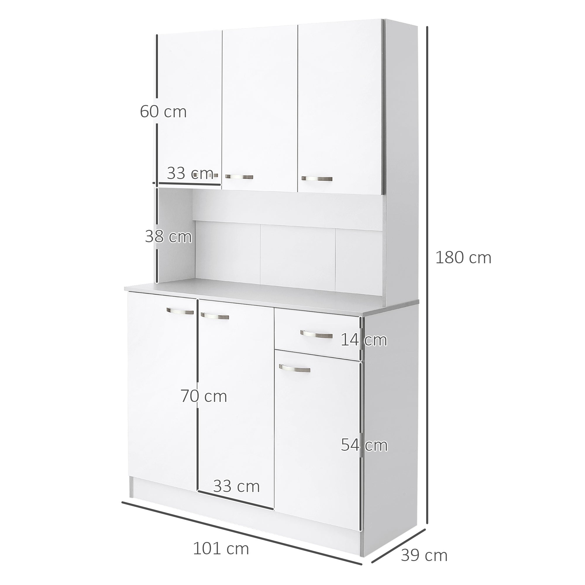 Armario para cocina Homcom blanco 101x39x180 cm tablero de pb y metal - 3