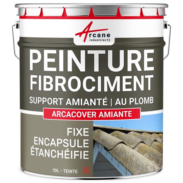 Peinture fibro ciment pour encapsulage support amiante / plomb : ARCACOVER AMIANTE. Tuile - 10 L - ARCANE INDUSTRIES