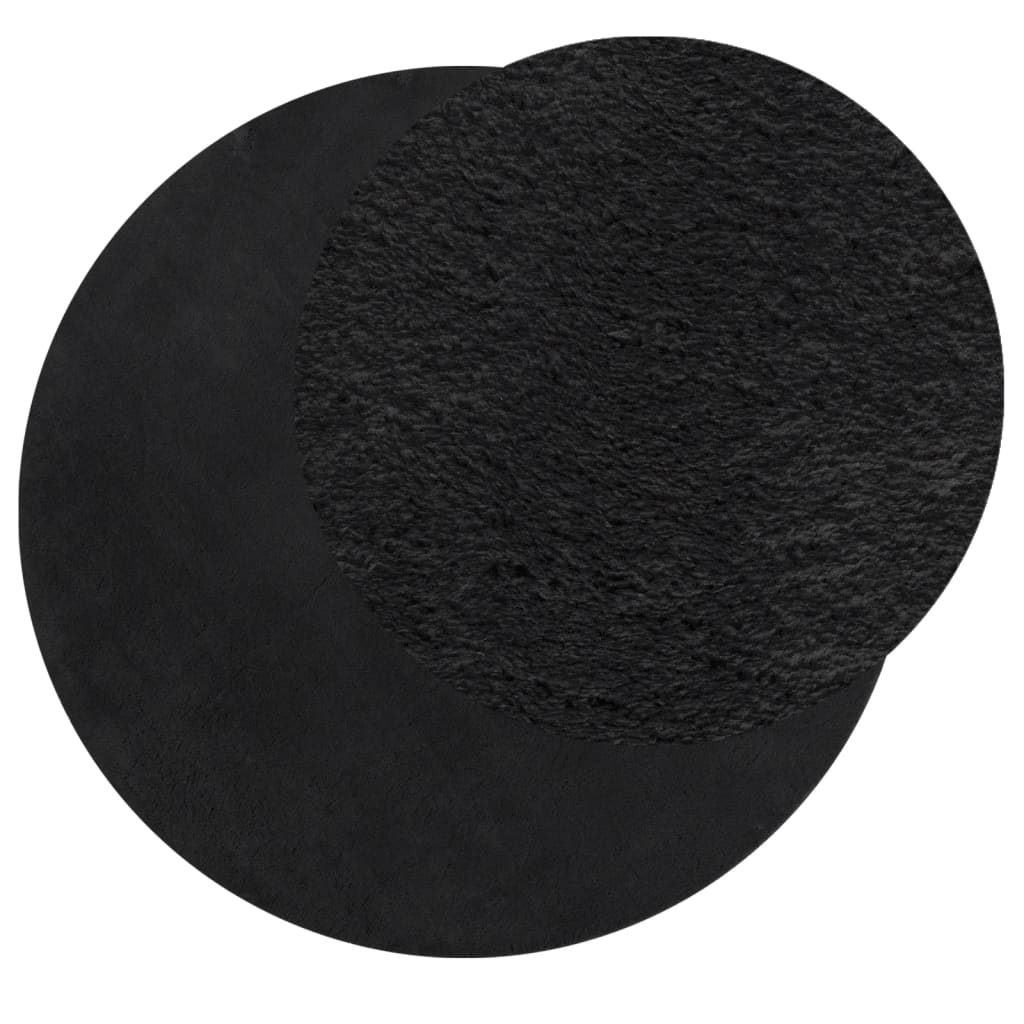 Tapis à poils courts doux et lavable noir pour le salon, Ø 200 cm - 3