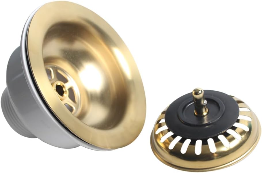 Ociekacz do zlewu mm Zestaw odpływowy do pojedynczej misy Zestaw odpływowy Złoto szczotkowane Filtr K Brushed Gold