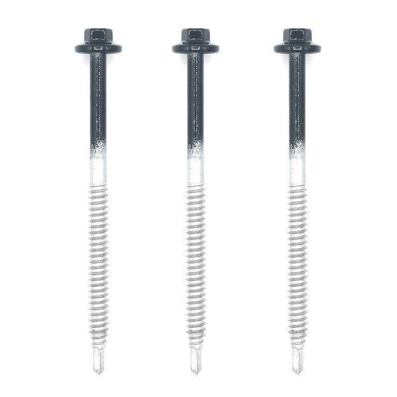 50 Kits de Fixation Sommet d'Onde pour Tôle Elda Gris Anthracite RAL 7016 6.3 x 100 mm support bois - 3