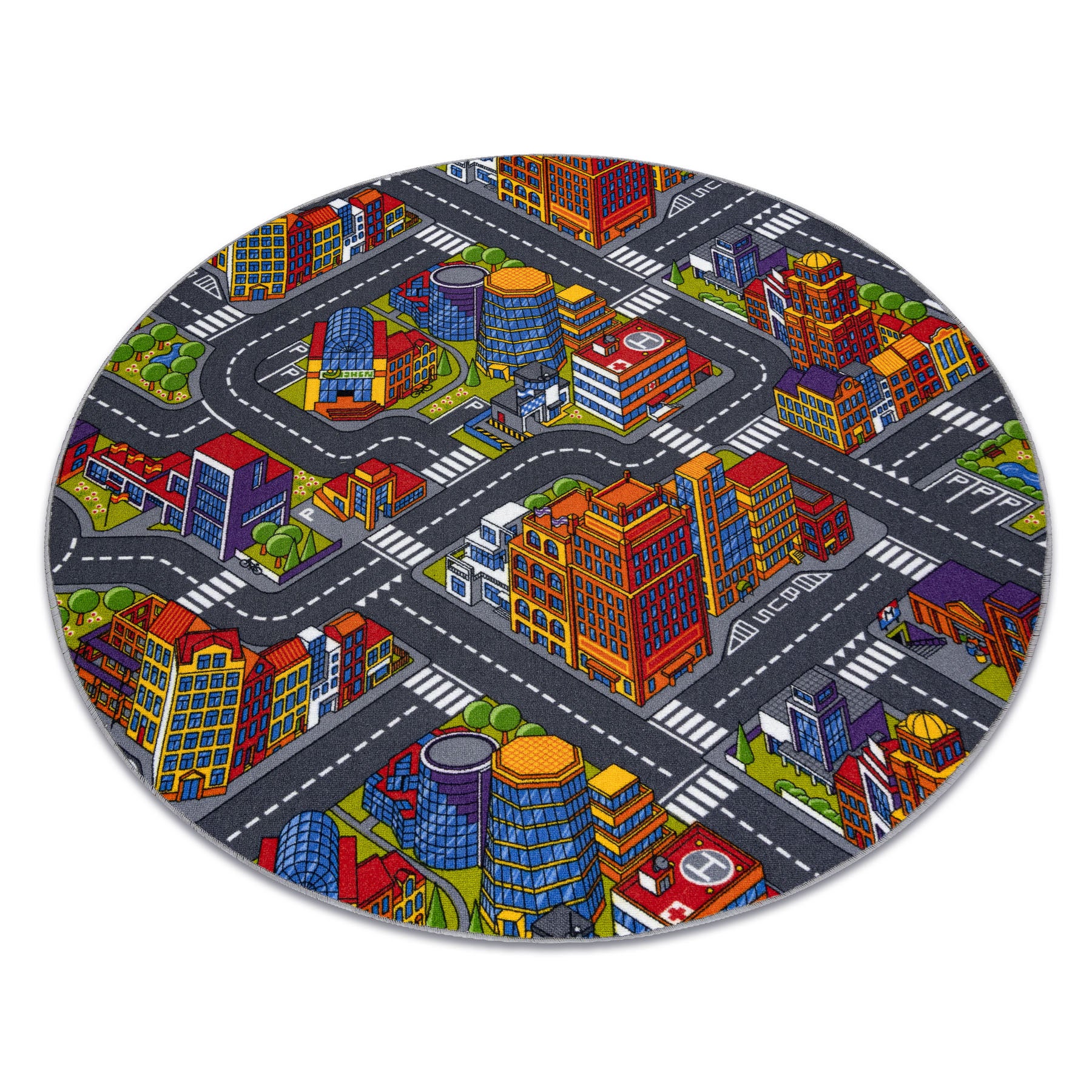 Dywan dziecięcy ULICZKI BIG CITY koło szary koło 133 cm