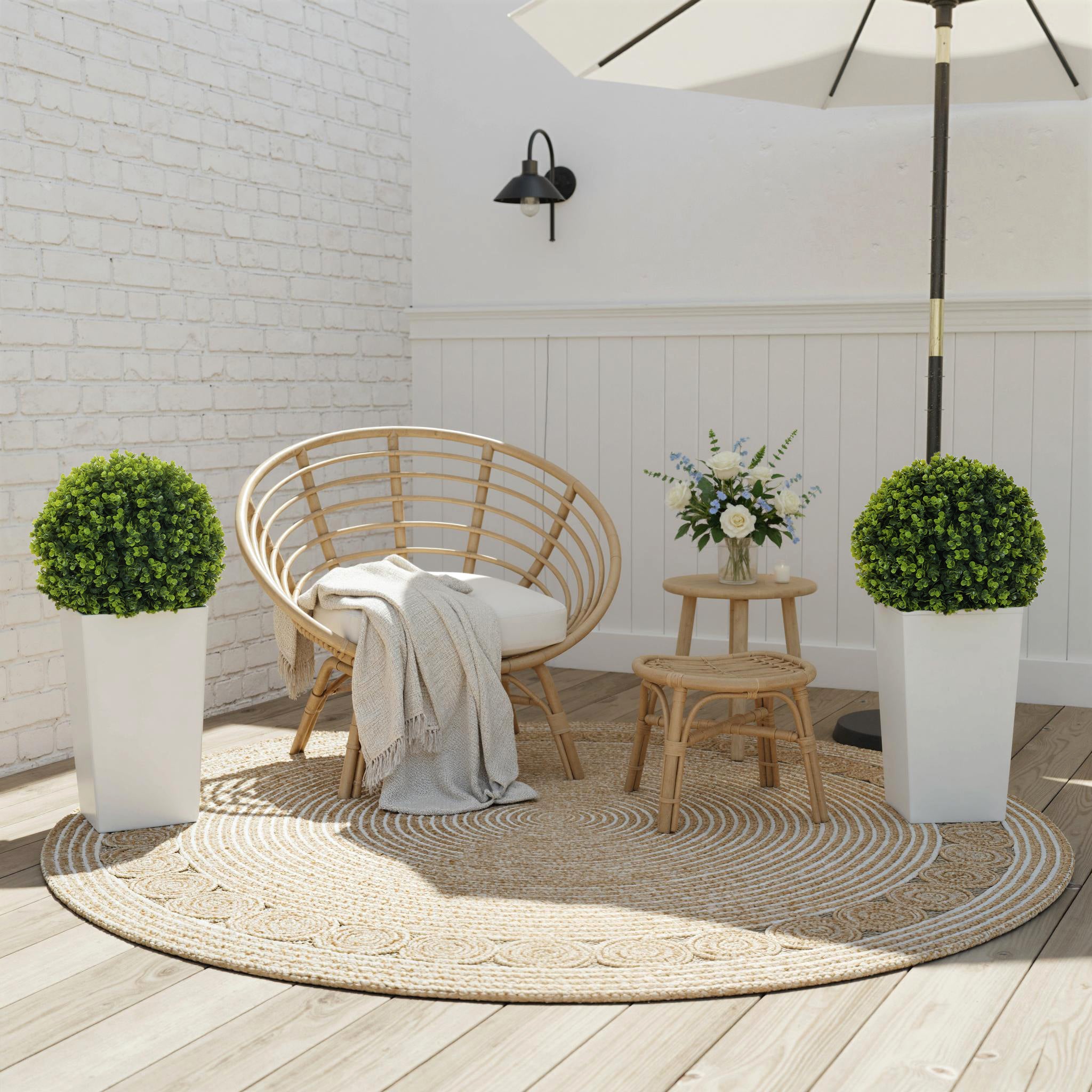 Lot de 2 boules d'eucalyptus artificielles, 65 cm de hauteur, avec protection UV. 330 feuilles par pot. Vert. - 6