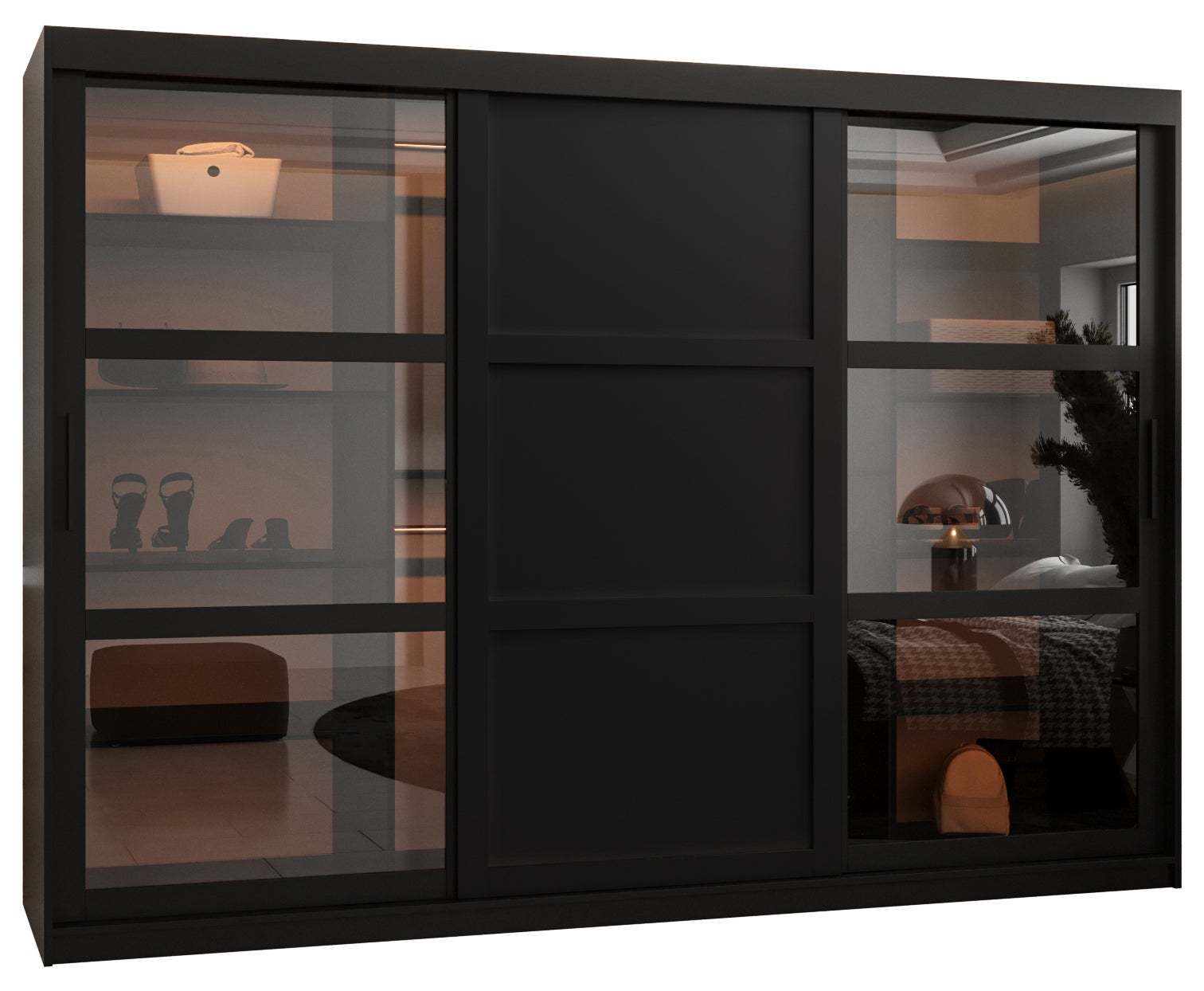 Szafa przesuwna Dome 3 250 x 62 x 200 czarny