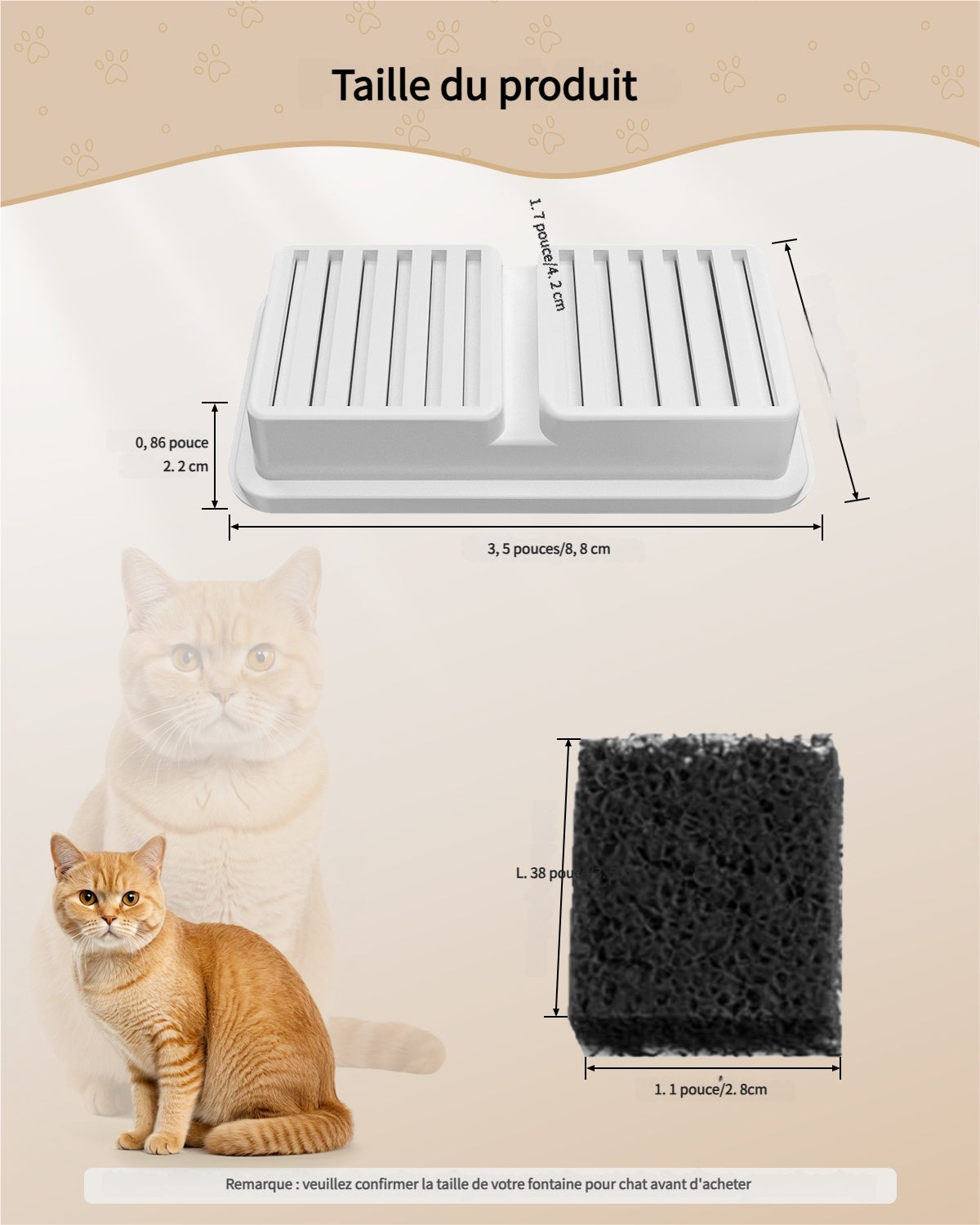 Fontaine à eau automatique pour chats 6 Filtres de Rechange à Charbon Actif pour Fontaine à Boire pour 2,2L Acier inoxydable - 6