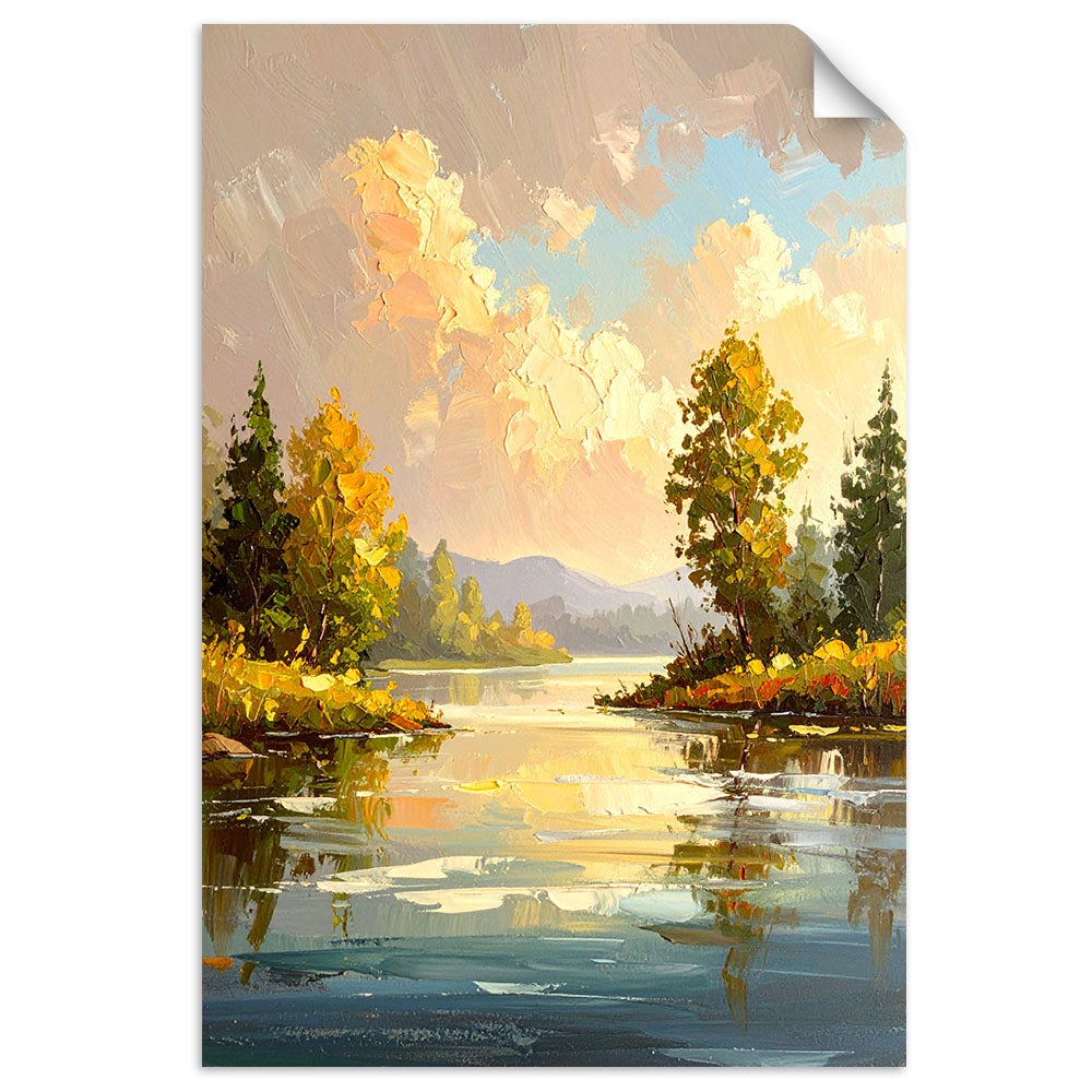 Naklejka na ścianę, Jezioro Drzewa Pejzaż Natura 60x90