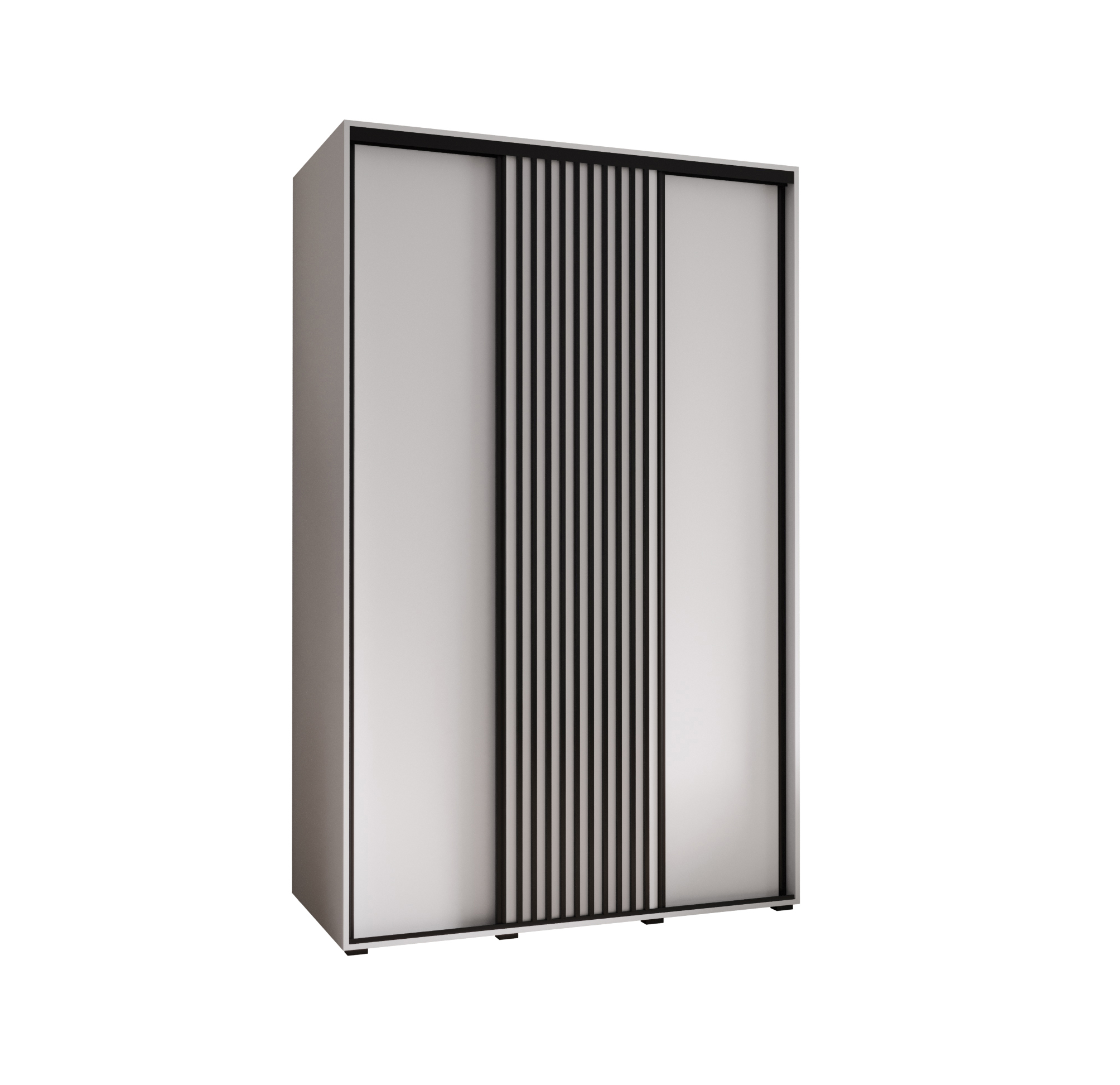 Szafa przesuwna wysoka Lanko 1 150 x 45 x 235,2 cm biały + biały + lamele czarny - Abiks Meble