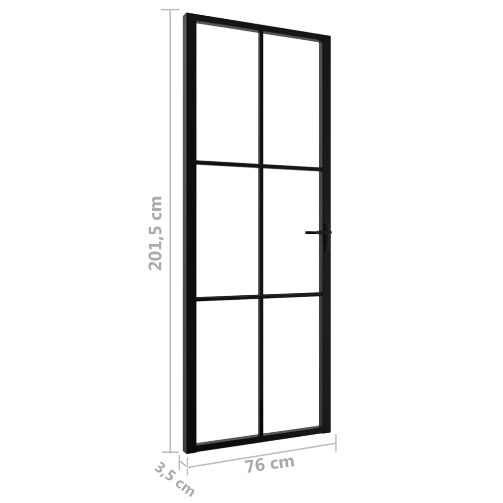 Maison Exclusive - Porta da Interno ESG Vetro e Alluminio 76x201,5 cm Nera - 6