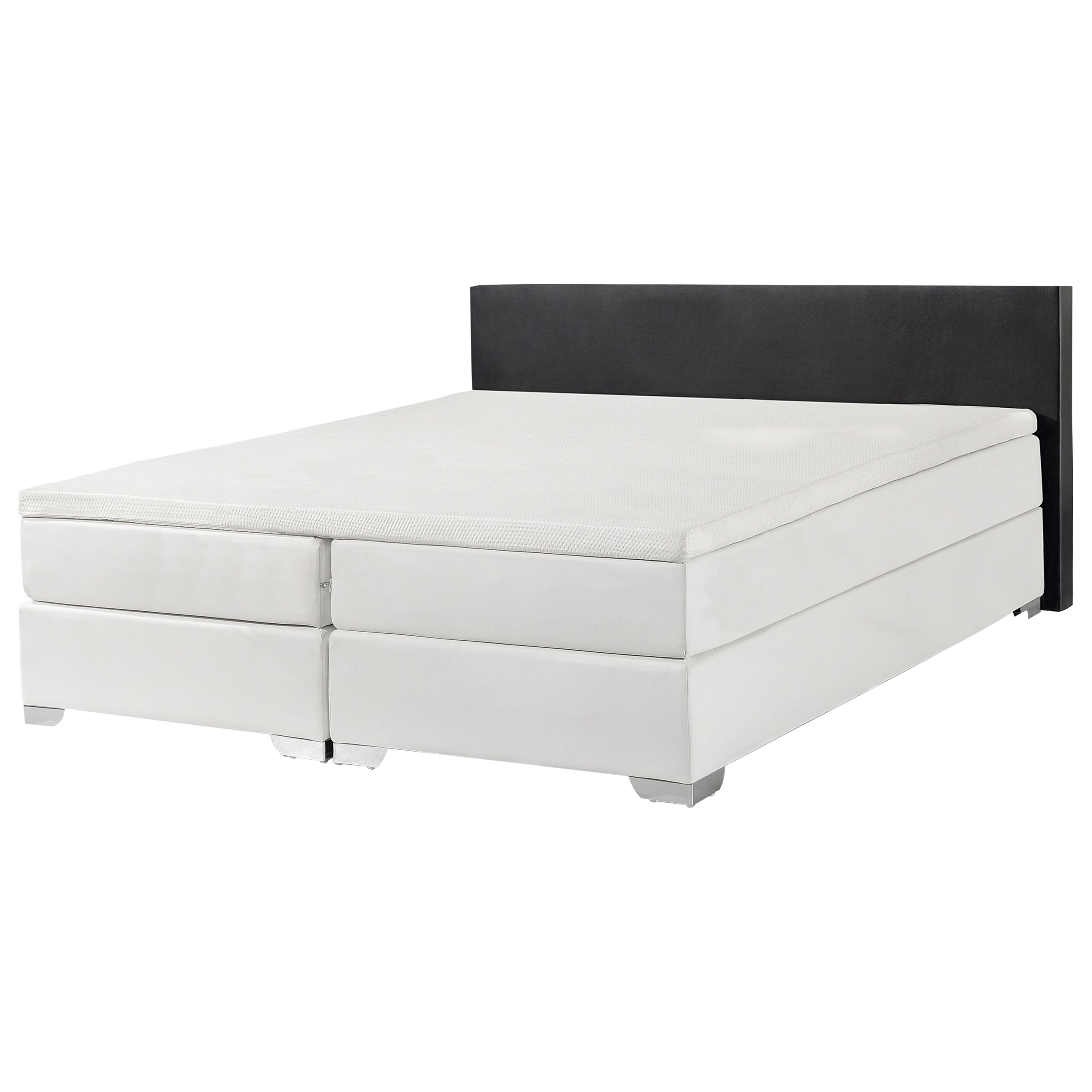 Lit Boxspring Cuir PU PRESIDENT 160 x 200 cm Noir/blanc | Leroy Merlin