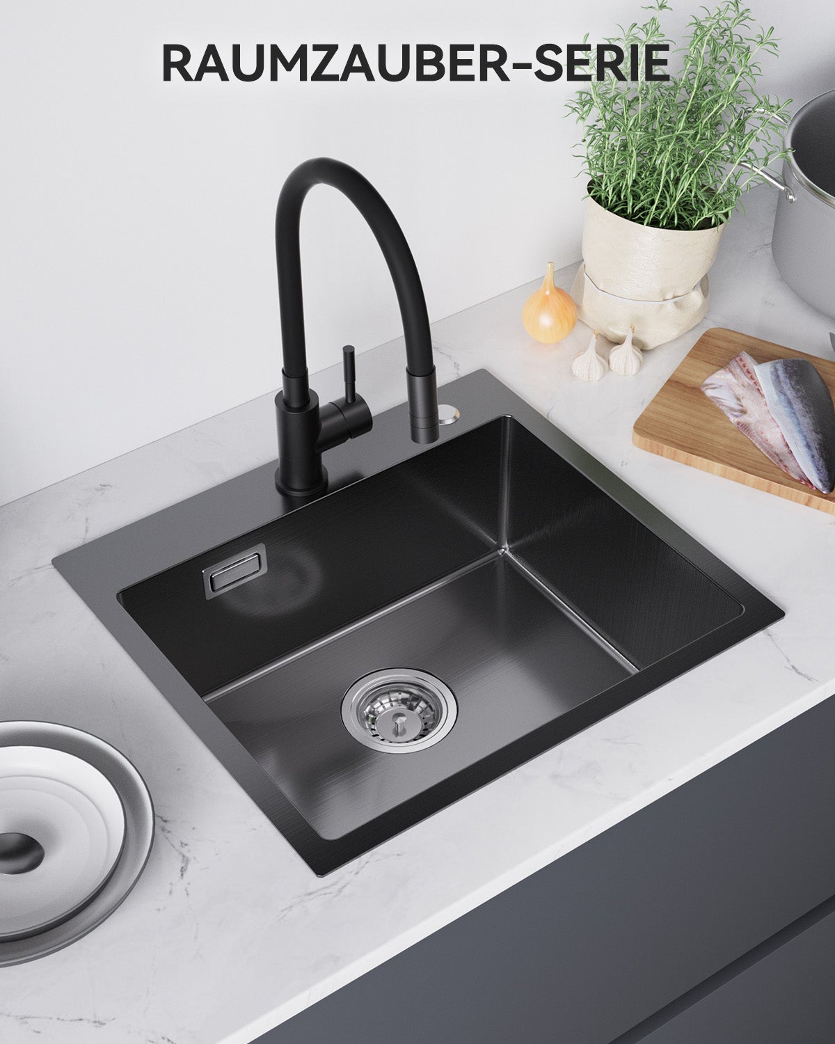 Fregadero Cocina SOFETIY MAX 60 X 45 Cm, Fregadero De Cubeta Con