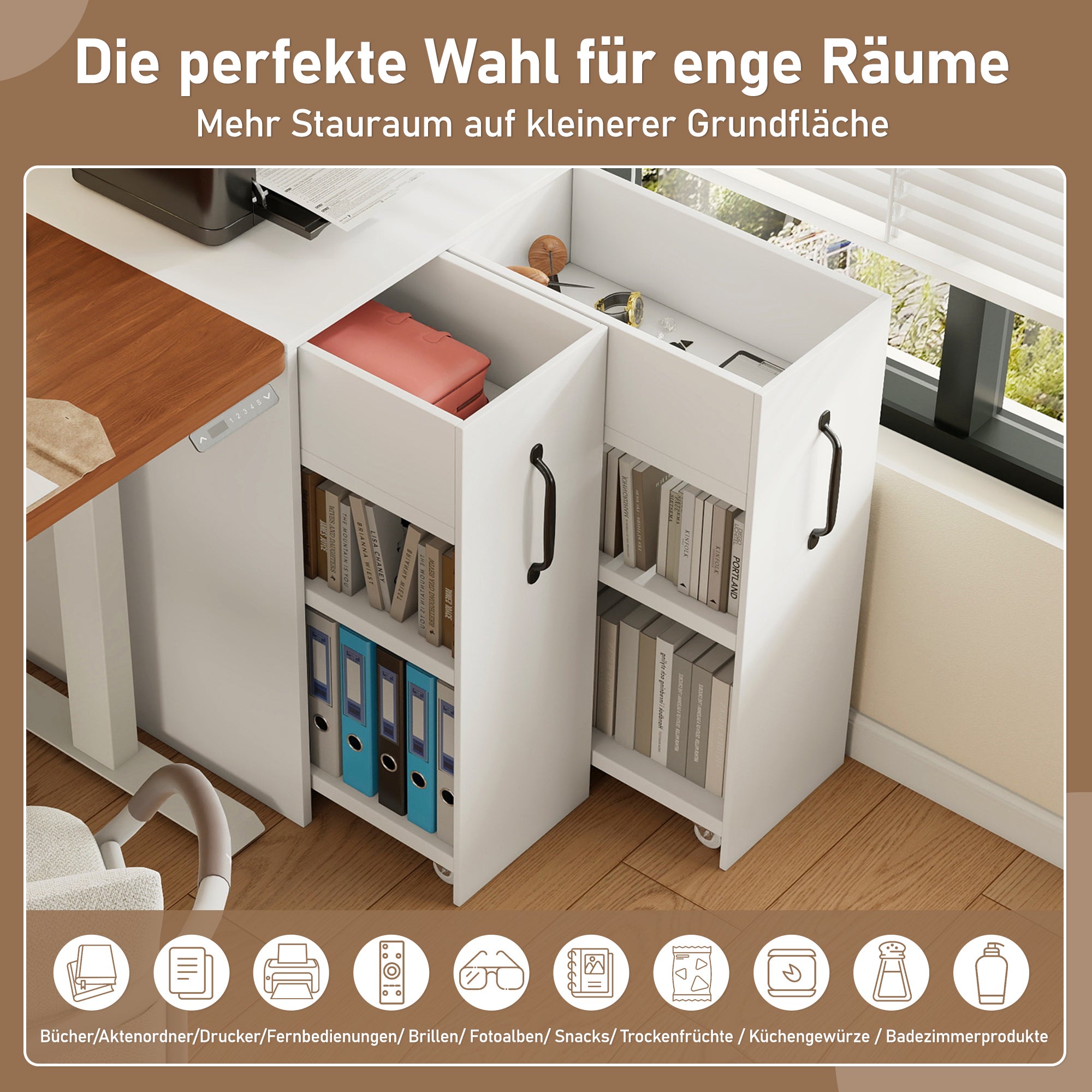 Commode avec 2 portes extractibles - 52 x 50 x 75 - Panneau de particules - Blanc - 5