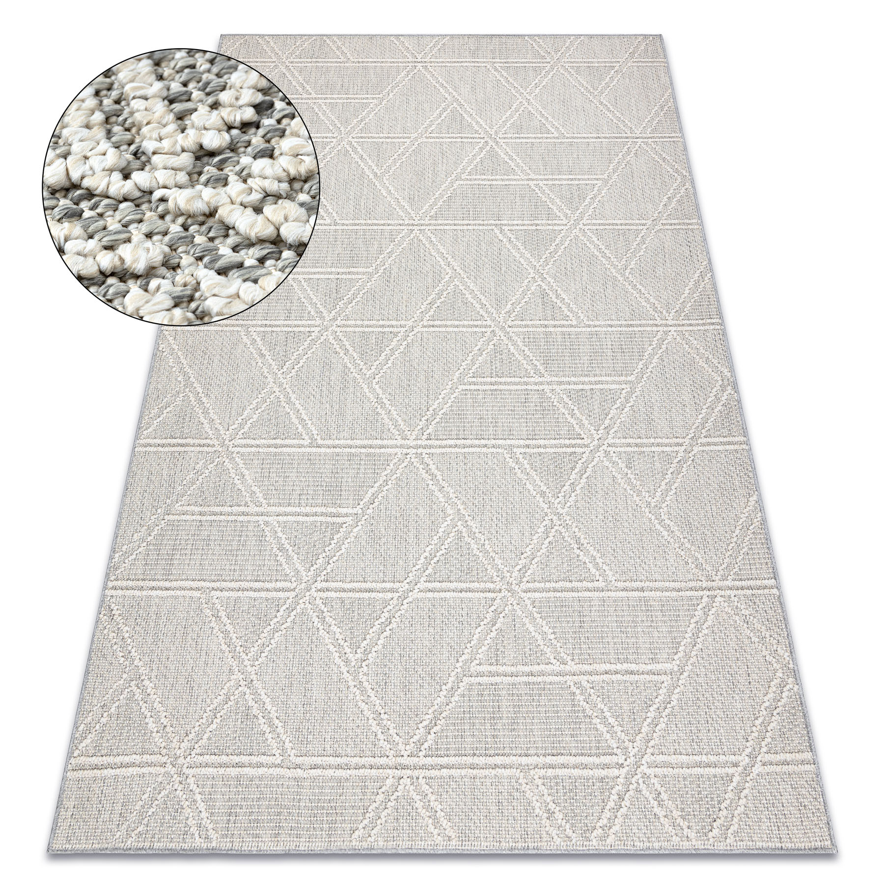 Alfombra jersey 19241 gris - rombos, geométrico estructural, lazo boho 200x290 cm