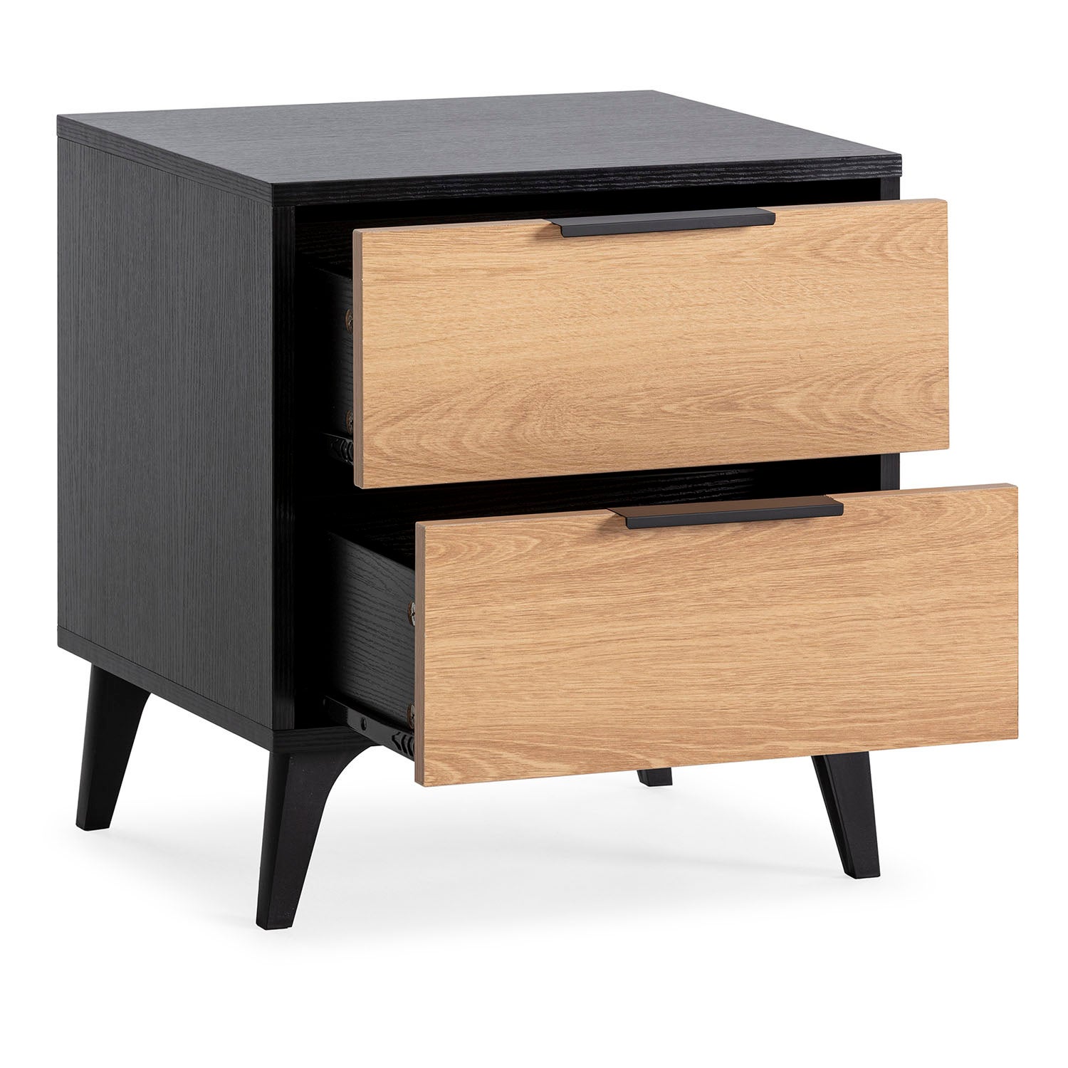 Table de chevet Kalma 2 tiroirs couleur noir/chêne - 2