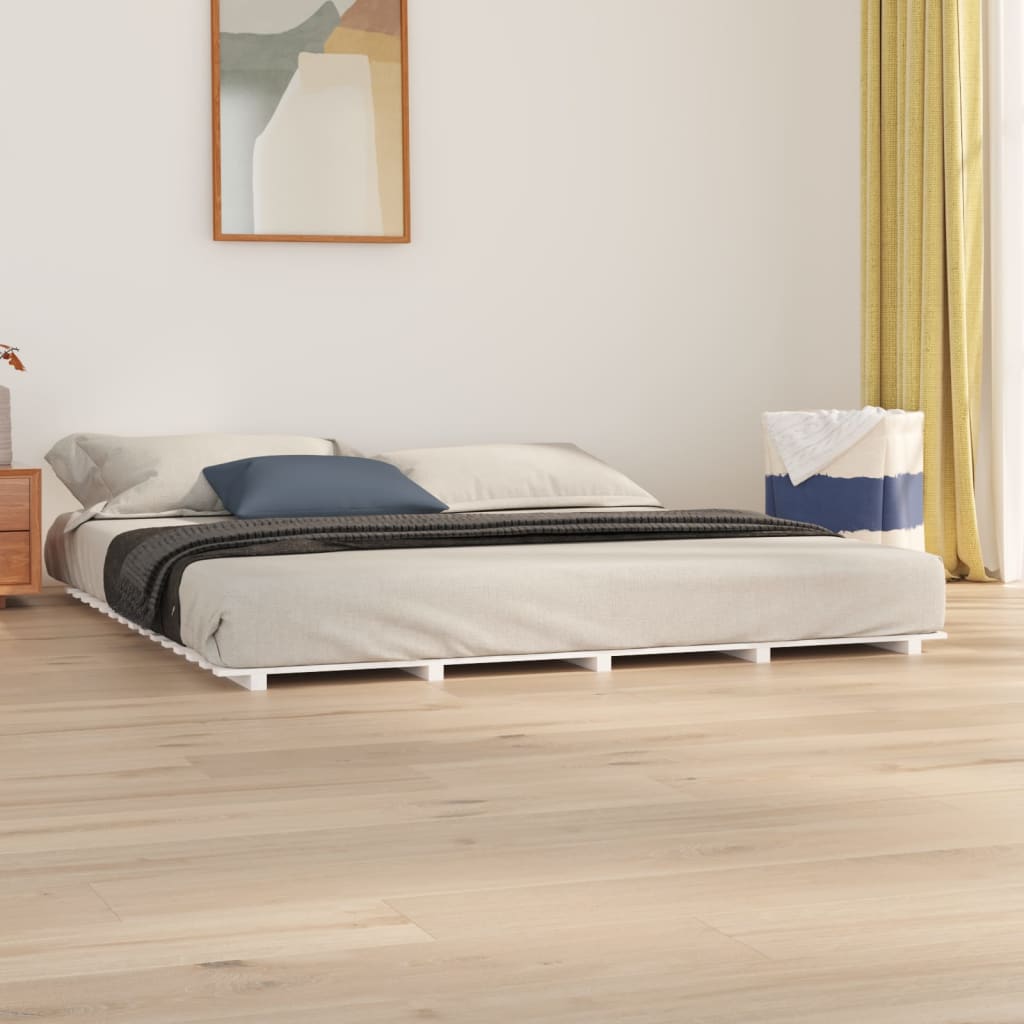 Vidaxl Estructura De Cama De Madera Maciza De Pino 200X200 Cm Blanco , Leroy Merlin