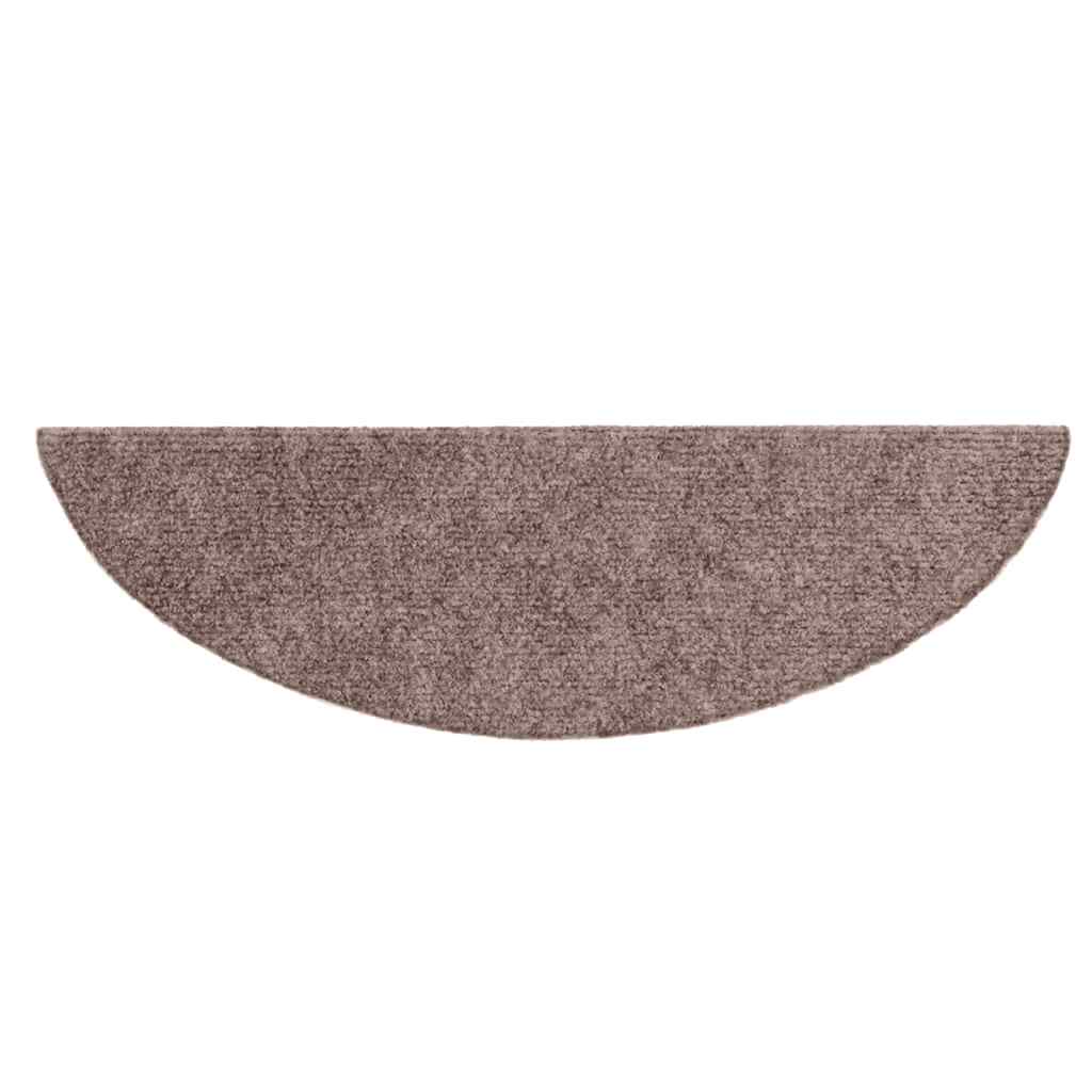 vidaXL Tapis d'escalier auto-adhésifs 20 pièces 56 x 17 x 3 cm Marron clair Demi-rond - 5