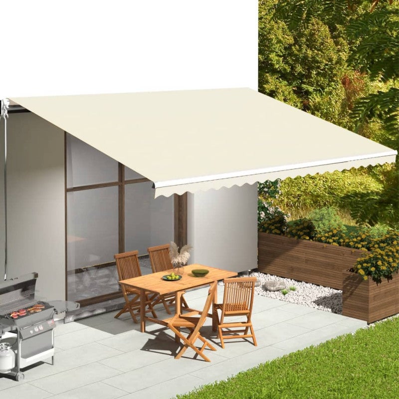 Toile De Remplacement Pour Store Banne - Tissu Crème Polyester 5x3,5 M (480x345 Cm) - Résistant UV Et Imperméable - 12