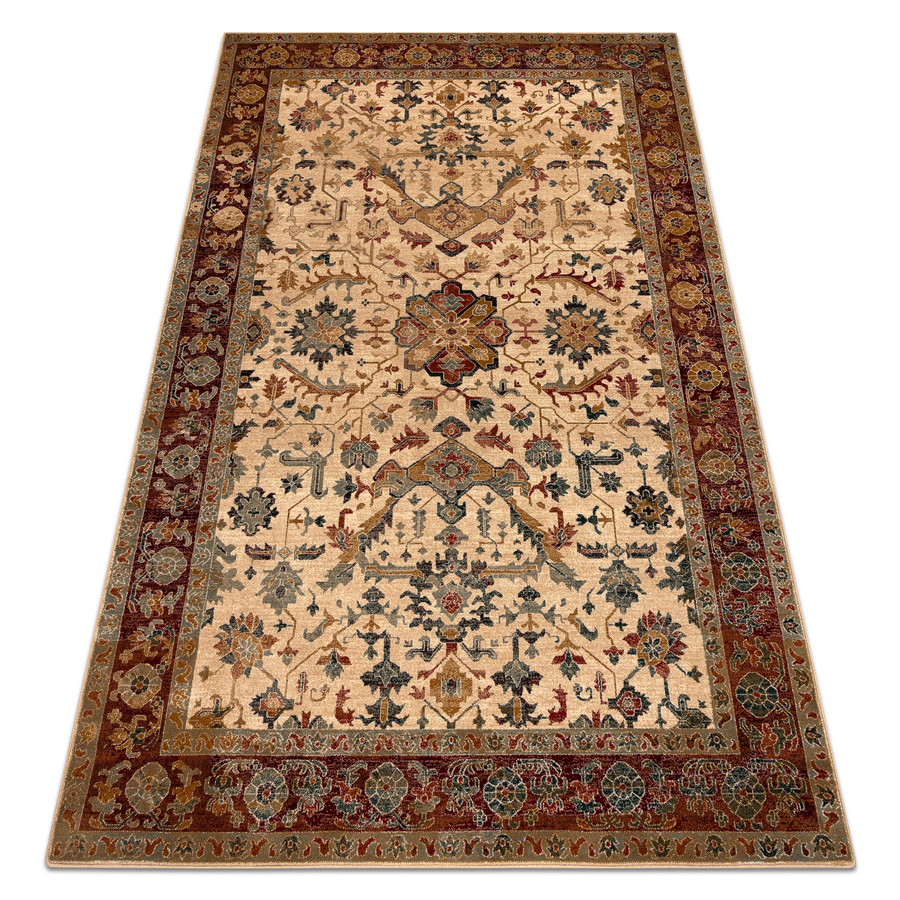Dywan wełniany POLONIA VERANO Ornament, ramka jasny rubin 200x300 cm