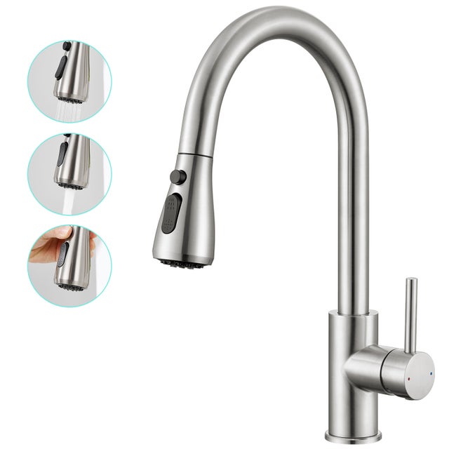 Cecipa MAX Mitigeur Evier Avec Douchette Extractible - Robinet de Cuisine à 2 Modes de Pulvérisat - Mitigeur Evier Avec Barboteur Démotable - Brossé