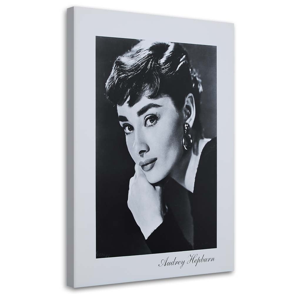 Obraz, Audrey Hepburn - portret czarno biały 80x120