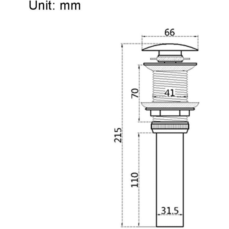 Pop-up Rétro Lavabo Bonde Bonde Clic-clac Bonde sans trop-plein en laiton bronzé Robinet de Vidange Universel pour Lavabo Siphon sans - 3
