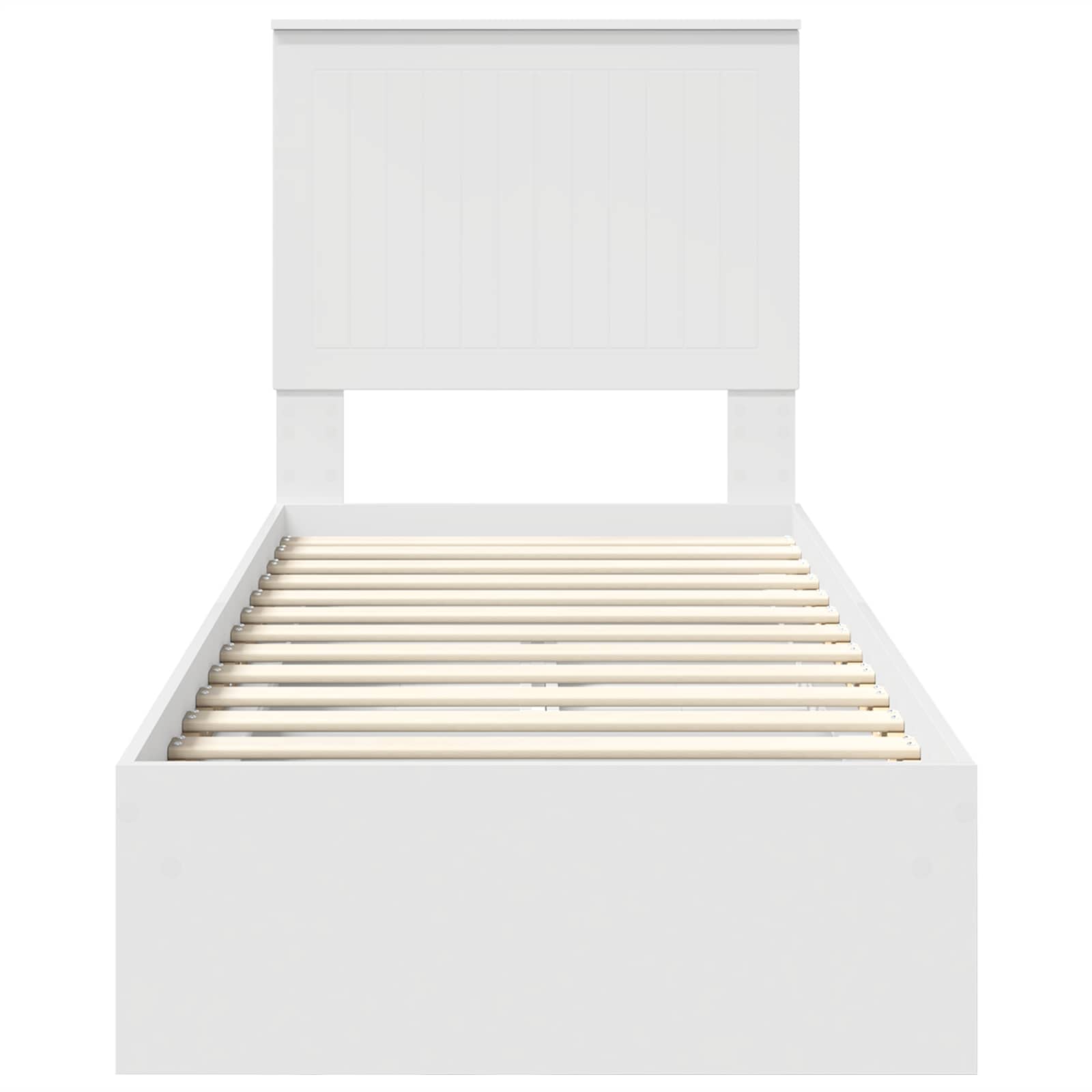 Lit de rangement blanc 75 x 190 cm en panneau de bois - 8