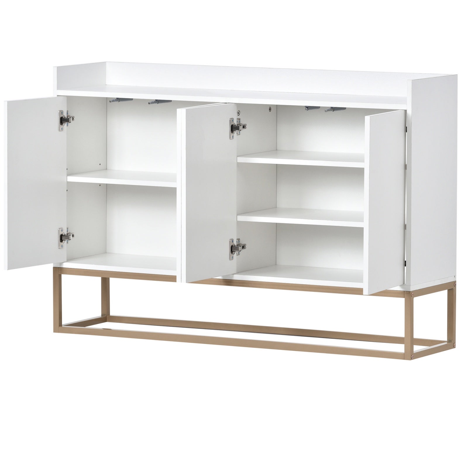 Buffet salon 120 cm, bahut 4 portes push to open, meuble d'entrée salon salle à manger, cuisine, moderne, 120x30x80 cm - Blanc - 6
