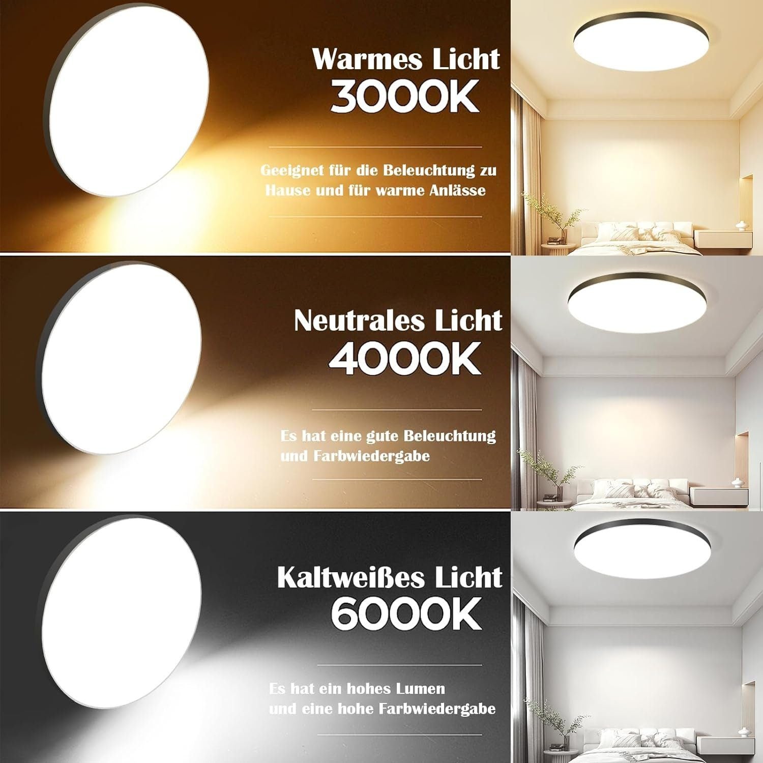 NETTLIFE Lámpara de Techo LED Plana Lámpara de Dormitorio Regulable Lámpara de Negra 30W IP44 Lámpara de sótano 28cm Lámpara de baño Control Remoto - 2