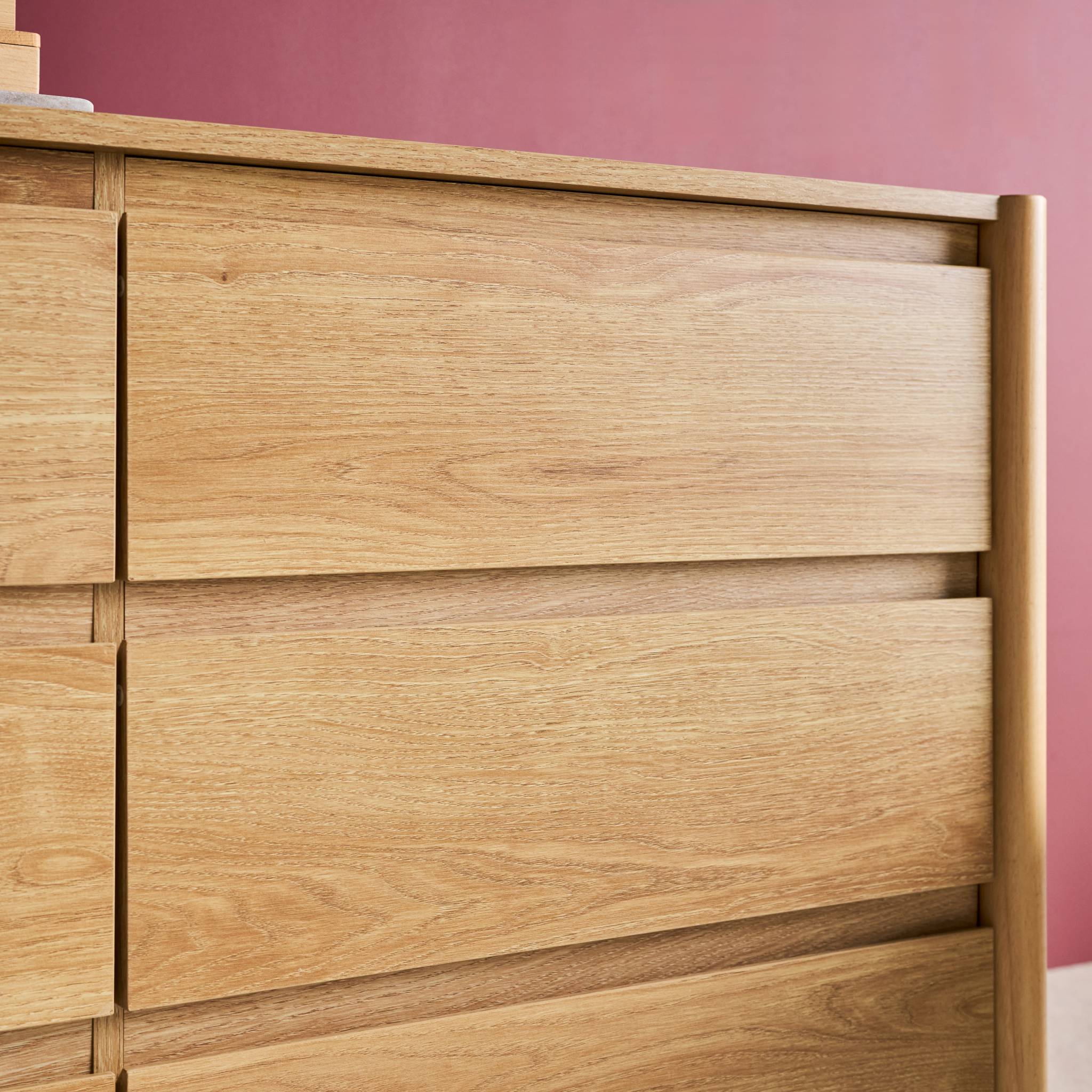 Commode décor bois 6 tiroirs 120cm naturel - 120 x 42 x 78.5 cm - Harmony - 5