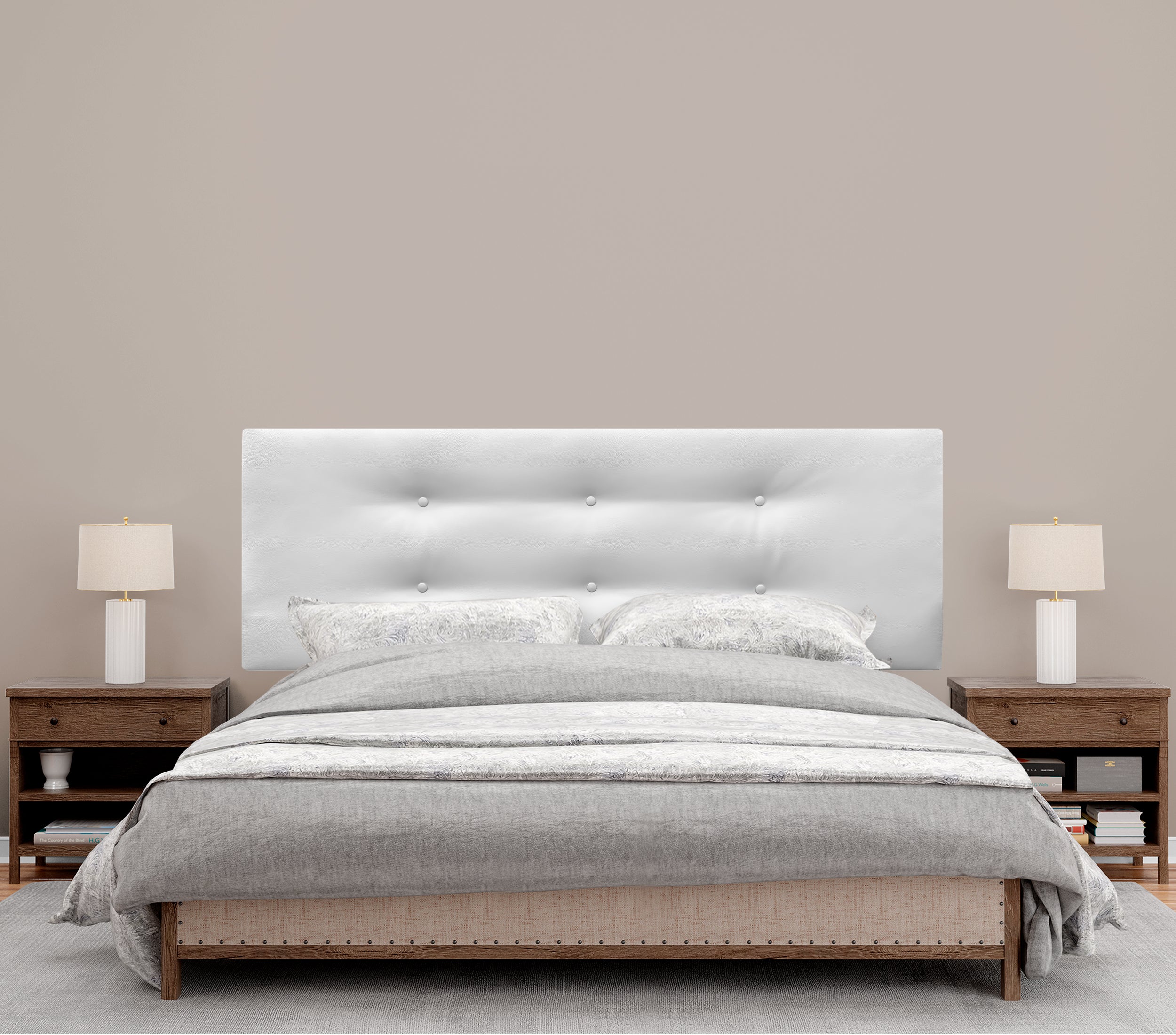 DHOME Cabecero de Polipiel con 2 Hileras de Botones 150x50cm Camas 150 - Blanco - 4