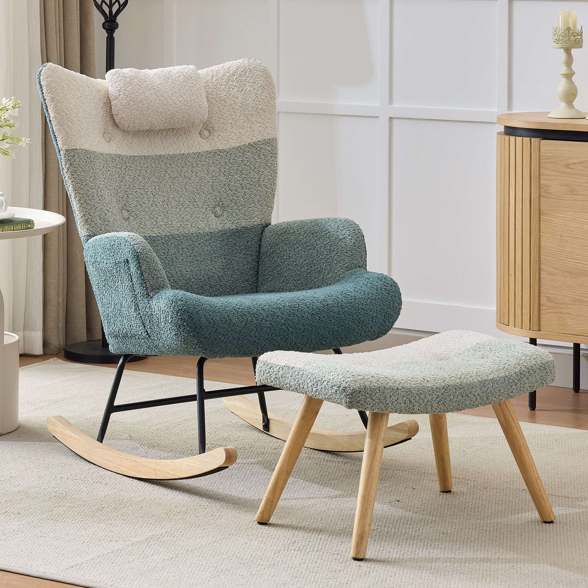 Fotel bujany - Kolorowy patchwork w paski - Klamra - Wielokolorowy - 8