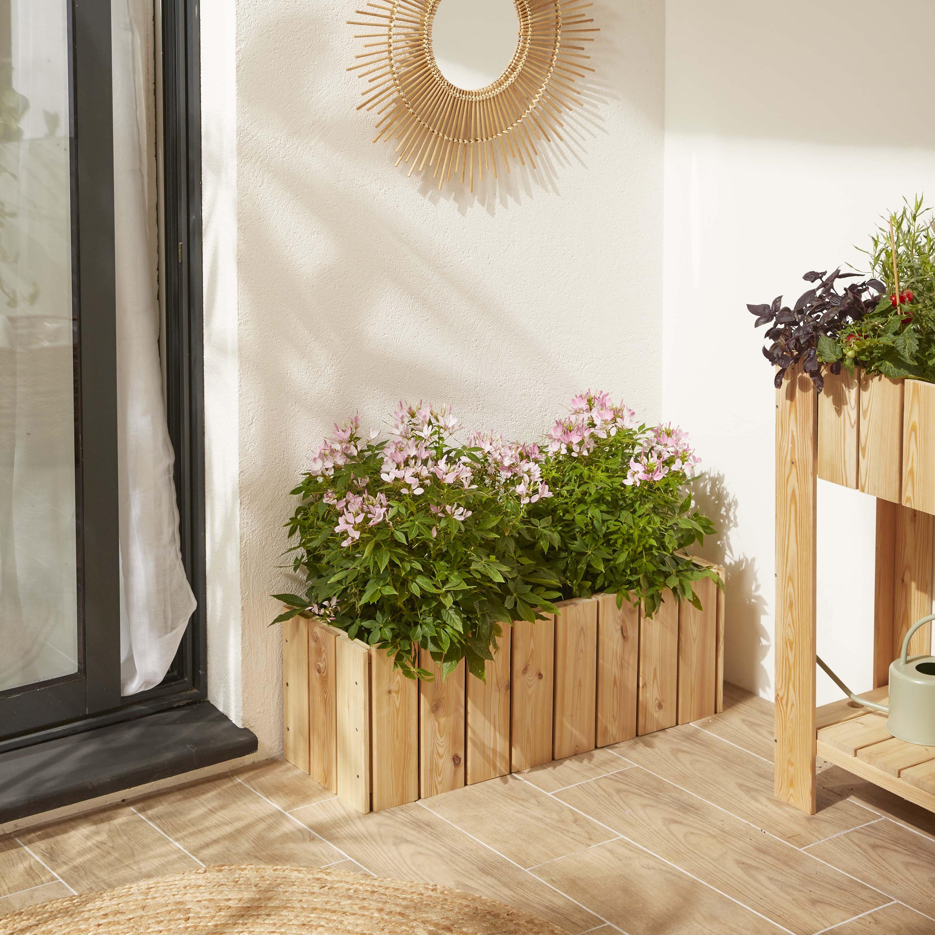Jardinière en bois Balcon beige 79x28x28 cm - 3