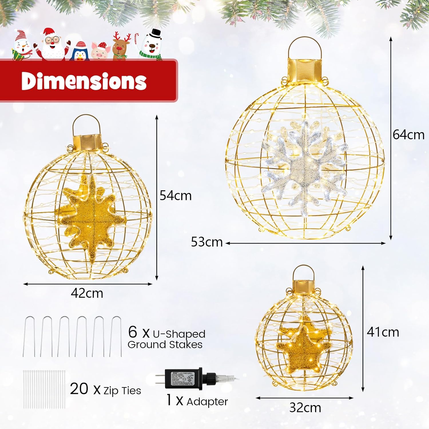 formano Sfera decorativa a LED Frosty Gold 35 cm in vetro effetto ice, timer 6 h/18 ore, con 3 batterie AAA – Autunno Inverno Natale decorazione per tavolo scaffale, davanzale