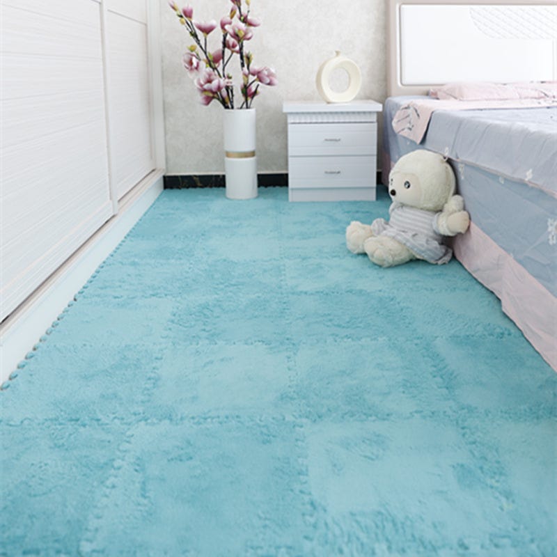 Lot De 12 Dalles De Sol Emboîtables En Mousse Peluche Douce - Tapis Confortables Pour Salon, Chambre Et Jeux D'Enfants (Blanc, 30x30x1.25 Cm)