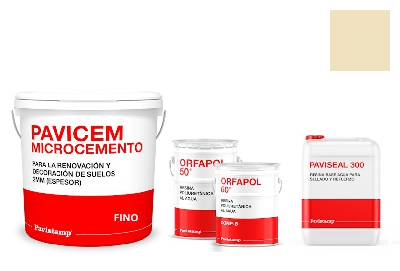 Kit microcemento 8 m2 monocomponente para paredes de yeso o pladur - poliuretano brillo-blanco hueso