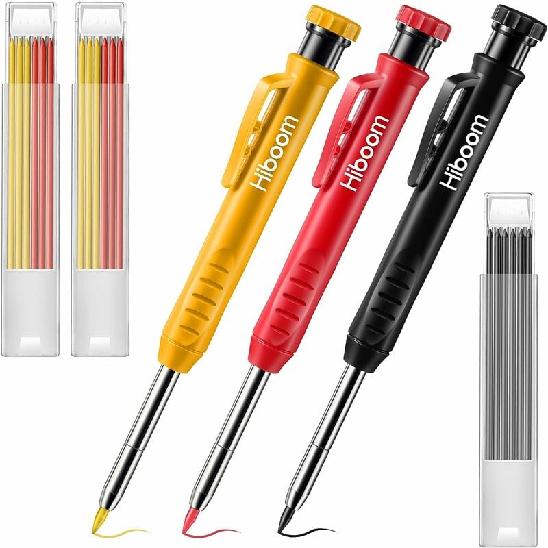 LOOR – Lot De 4 Taille-crayons Pour Crayons Plats, Plastique + Métal, 55 X 28 Mm, Rouge/jaune/bleu/noir, Pour Menuisier, étudiant