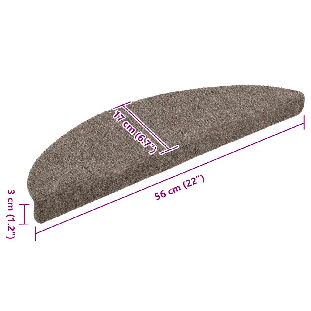 vidaXL Tapis d'escalier autocollants 20 pièces 56 x 17 x 3 cm Beige Demi-rond - 7