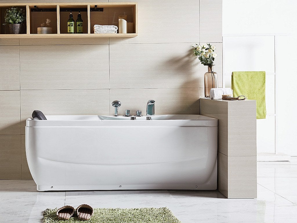 Baignoire balnéo blanche - 1 place - 140L - 150 x 75 x 54,5 cm - Angle droit - GAVINO - 5