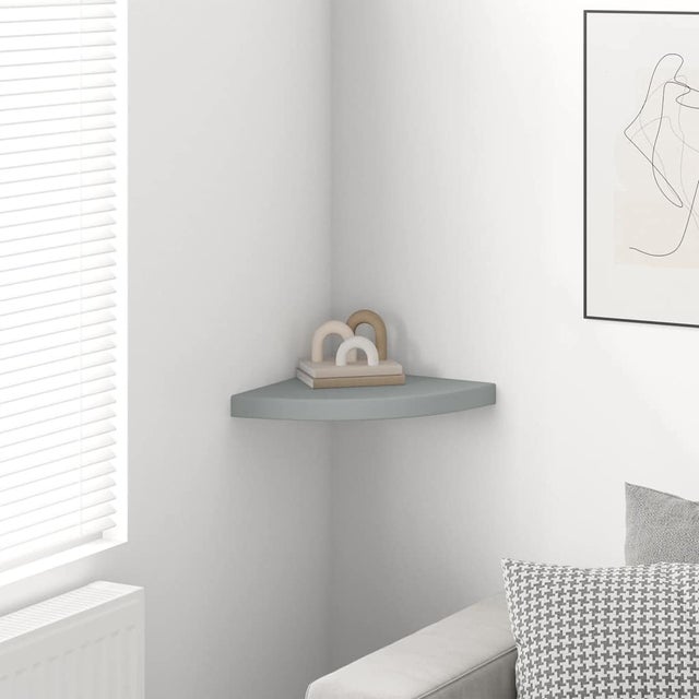 Étagère d'angle flottante gris 35x35x3,8 cm MDF
