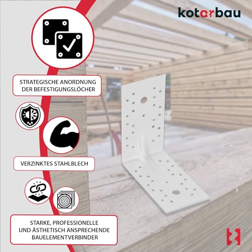 Lot de 12 Cornières en acier 150x150x80 mm - Equerres de fixation galvanisées renforcées - Connecteurs d'angle - KOTARBAU - 4