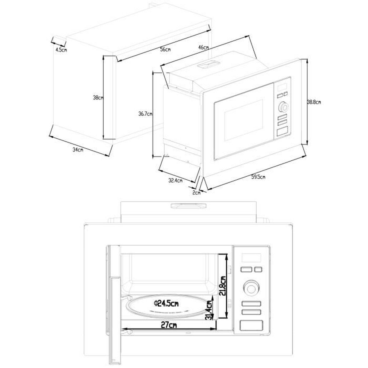 Four micro ondes encastrable gril 20L Continental Edison MO20IXEG inox LED - 4