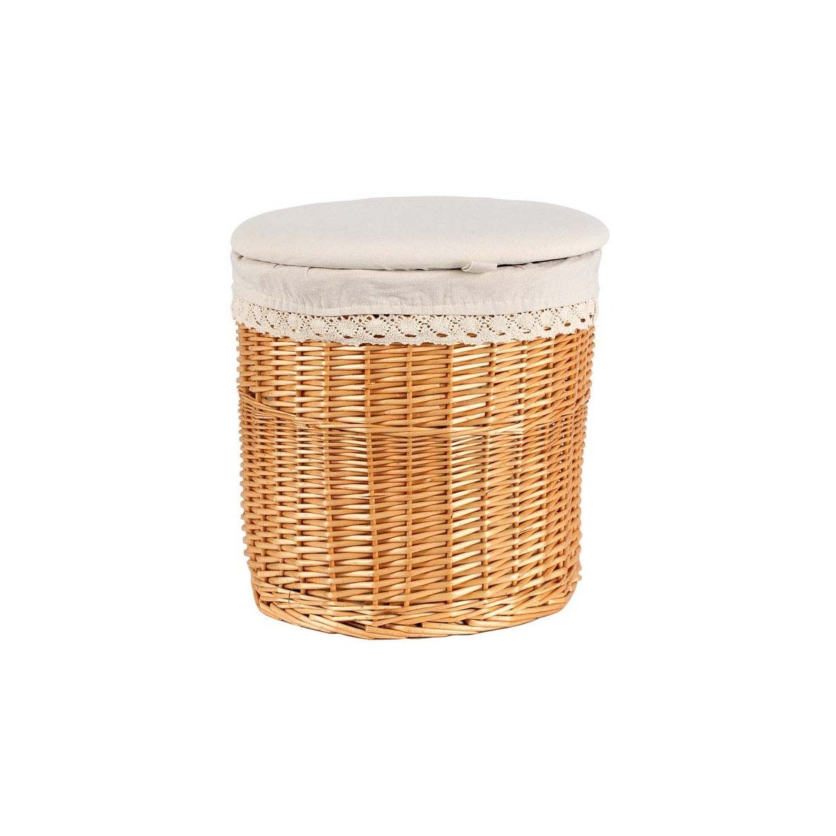 Pouf imbottito in tessuto intrecciato grigio
