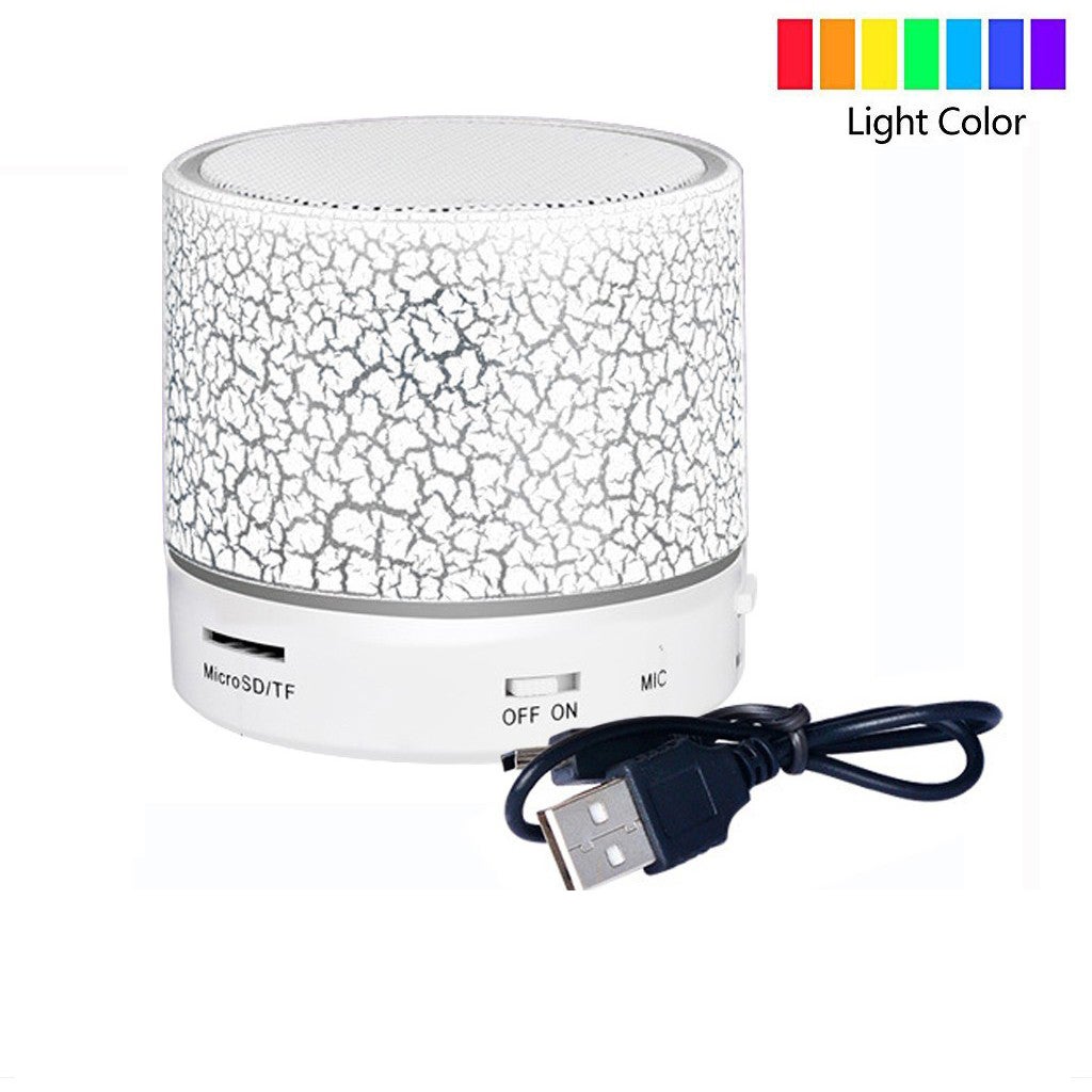 Mini głośnik, bezprzewodowy głośnik Bluetooth LED, przenośny głośnik ładowalny, obsługuje kartę TF, biały