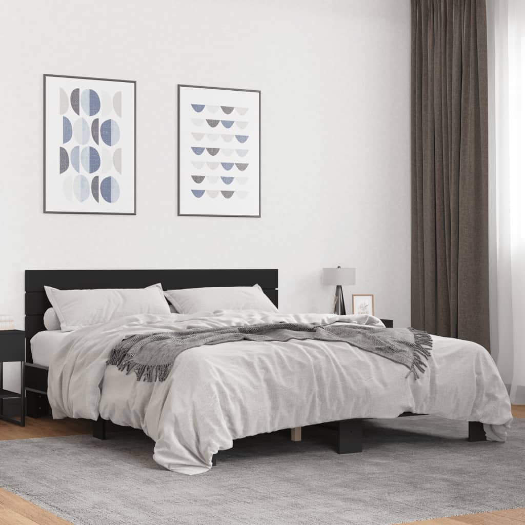Giroletto In Metallo VidaXL 160x200 Cm - Letto Doppio Nero Con Rete A Doghe