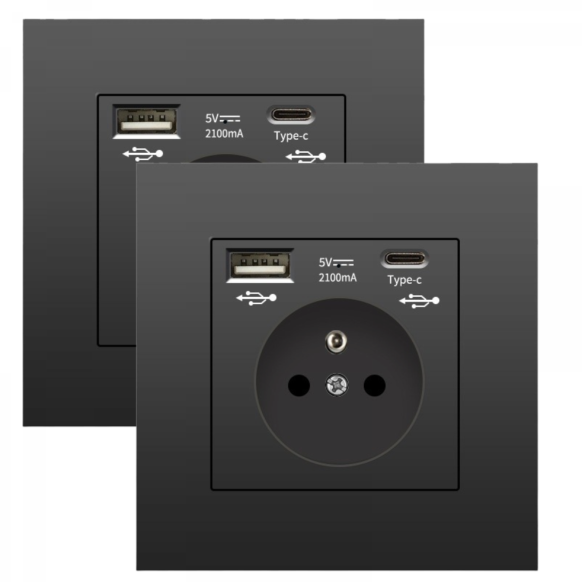 Pack de 2 enchufes de pared con USB y Tipo-C, 5 V 2,1 A, enchufe USB ...