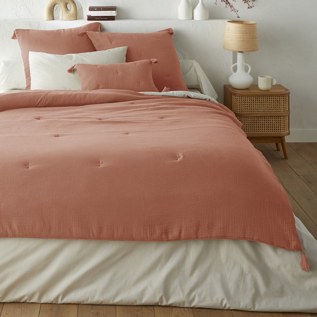 Édredon 150 X 150 Cm Double Gaze De Coton Gaïa Ficelle