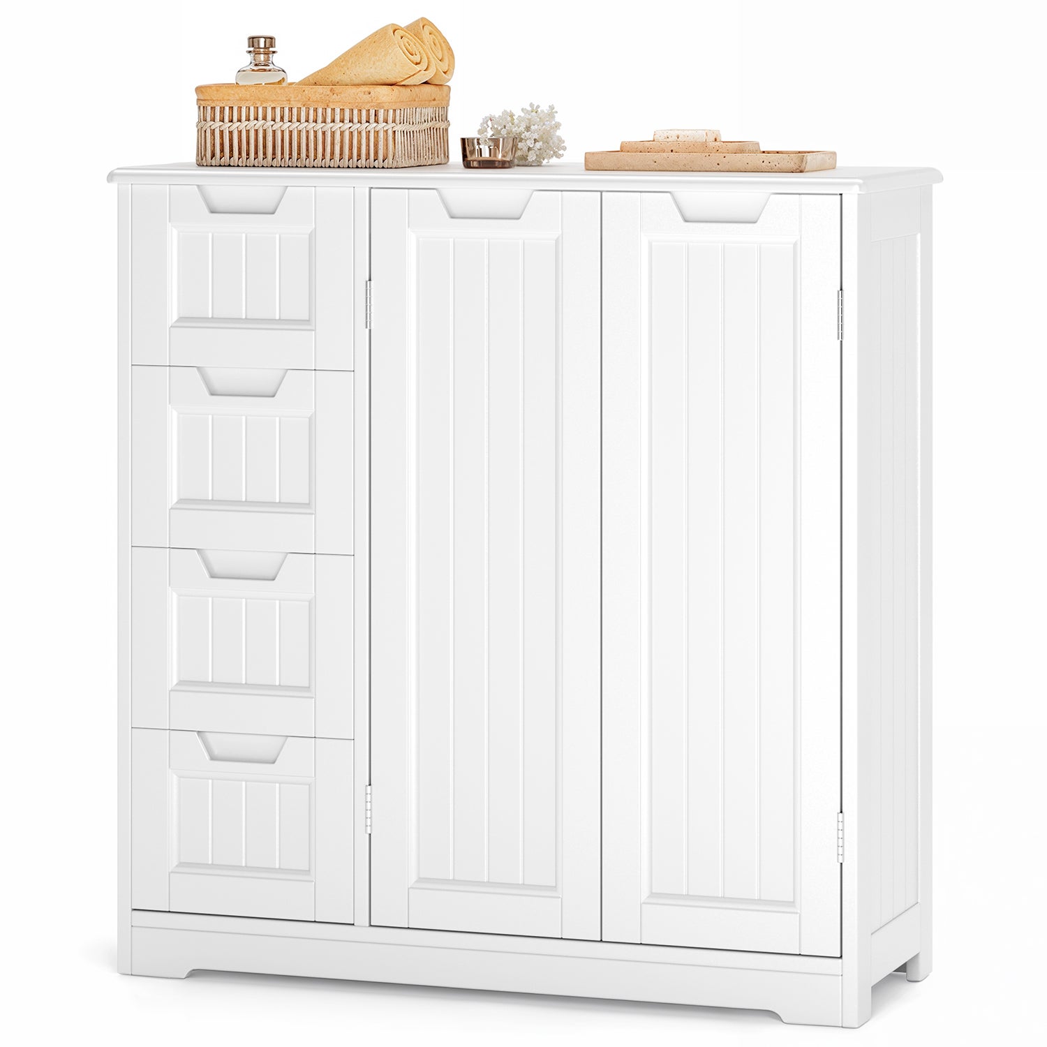 Mobiletto da bagno da 80 cm con 2 ante, 4 cassetti e ripiani regolabili, 81x30x83 cm, Bealife - 2